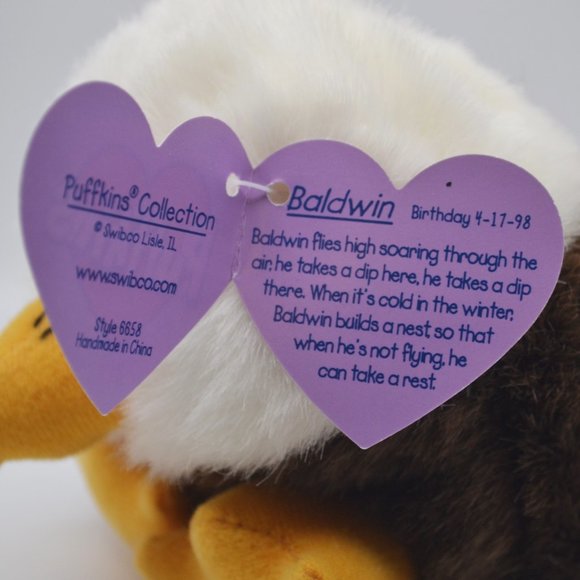 Baldwin the Eagle Puffkins by Swibco Style 6658 Bean Bag Plush - Picture 7 of 8